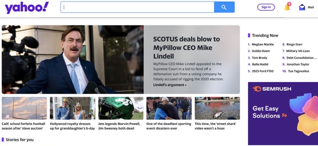 top search engines: yahoo!  home page